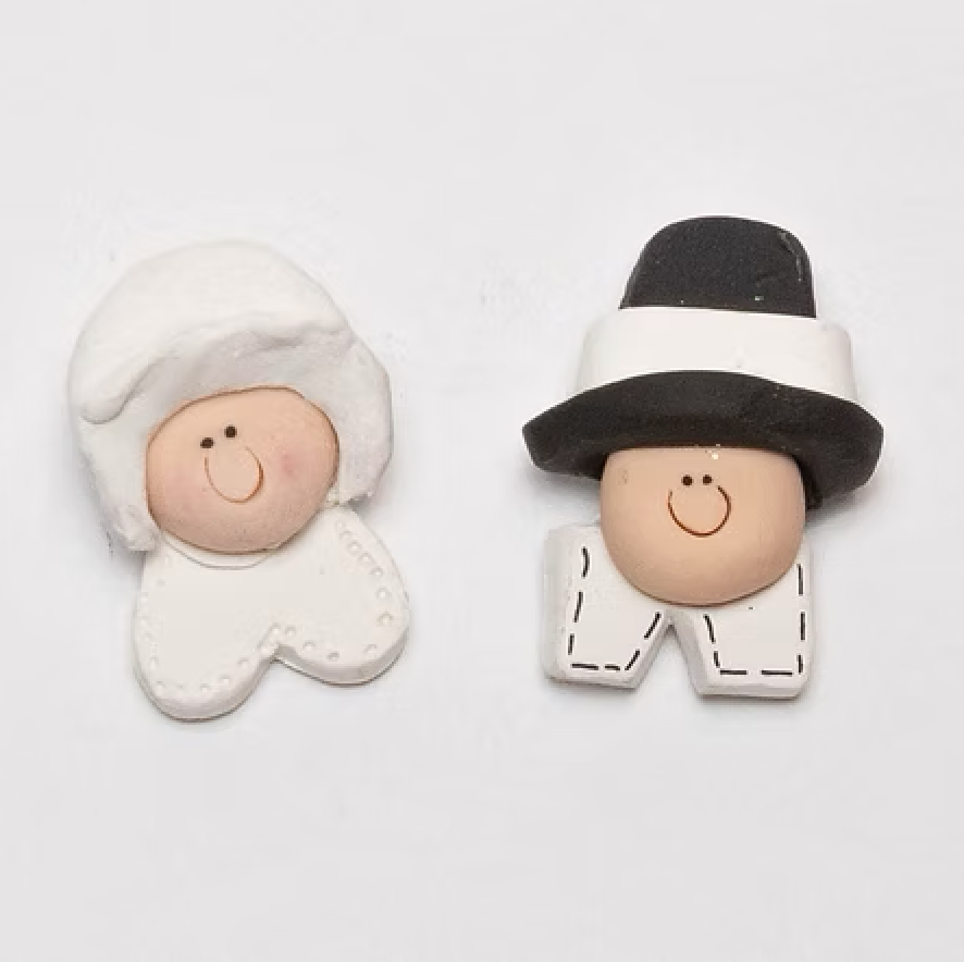 Personalized boy and girl Pilgrim clay magnets